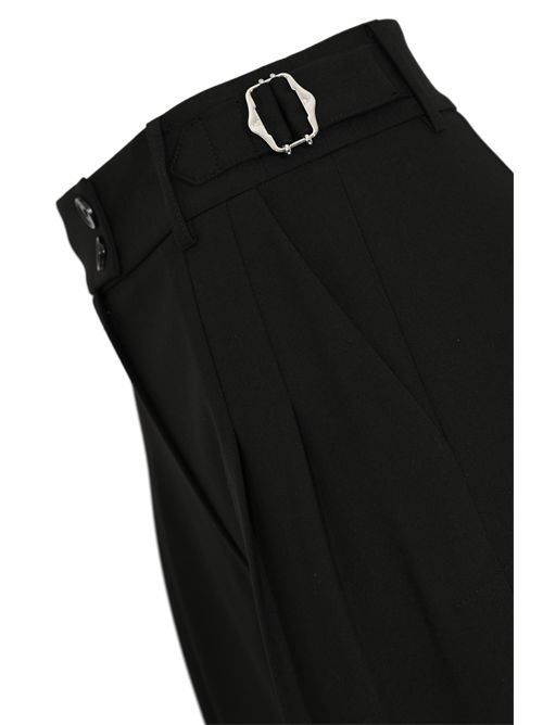 Pantaloni palazzo in gabardina in misto viscosa con inserti in raso Patrizia Pepe | 8P0793 A498FG53
